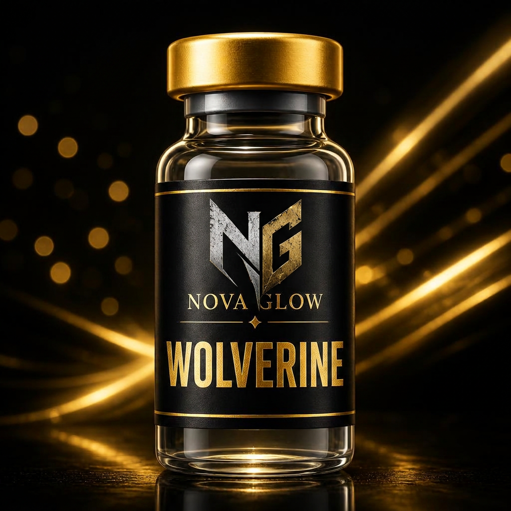 WOLVERINE glass vial with NOVA GLOW label